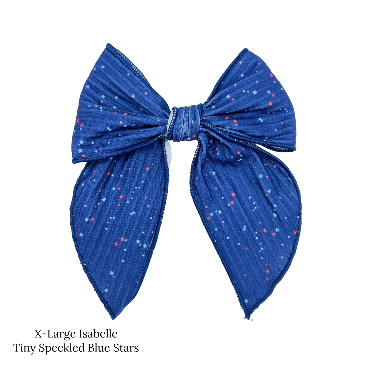 Tiny Speckled Blue Stars Ribbed Hair Bow Strips