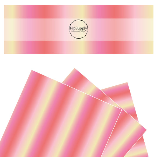 Ombre Faux leather sheets in pink, peach, yellow, and light peach print.