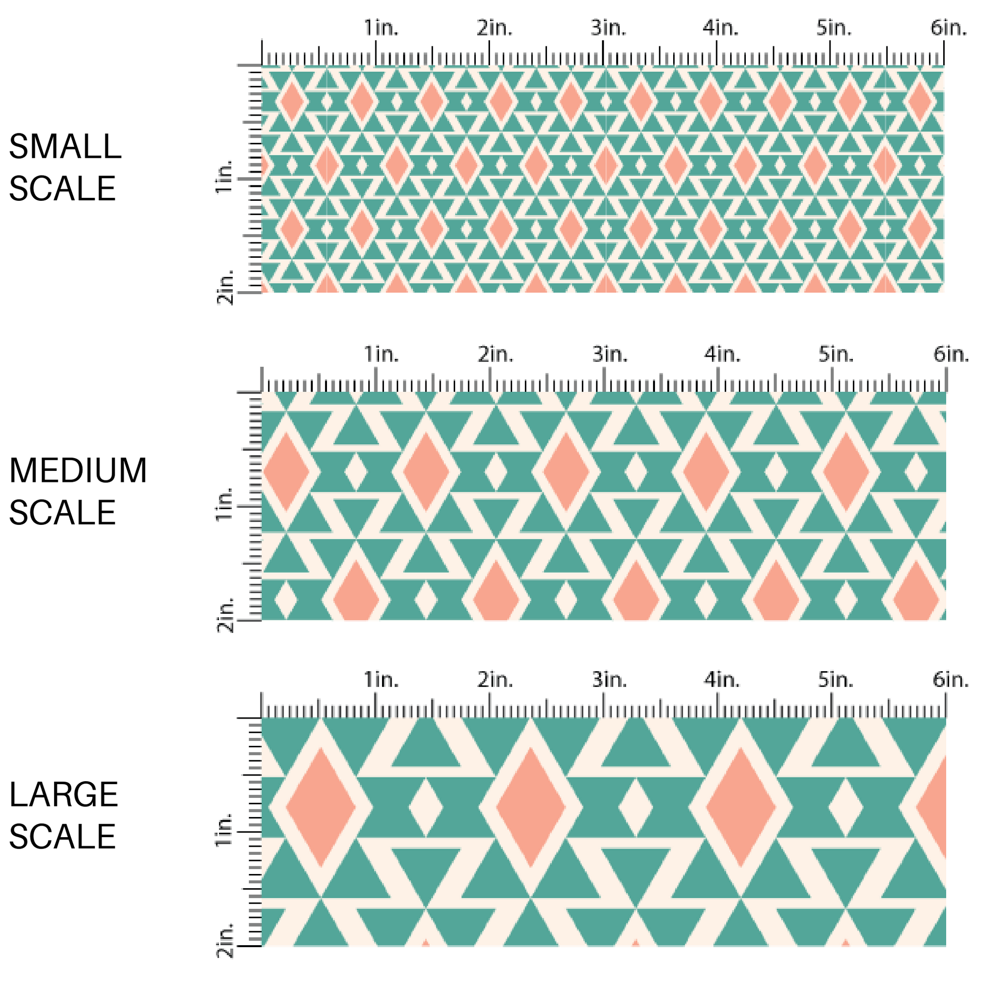 Teal, Cream, and peach Aztec print fabric by the yard scaled image guide