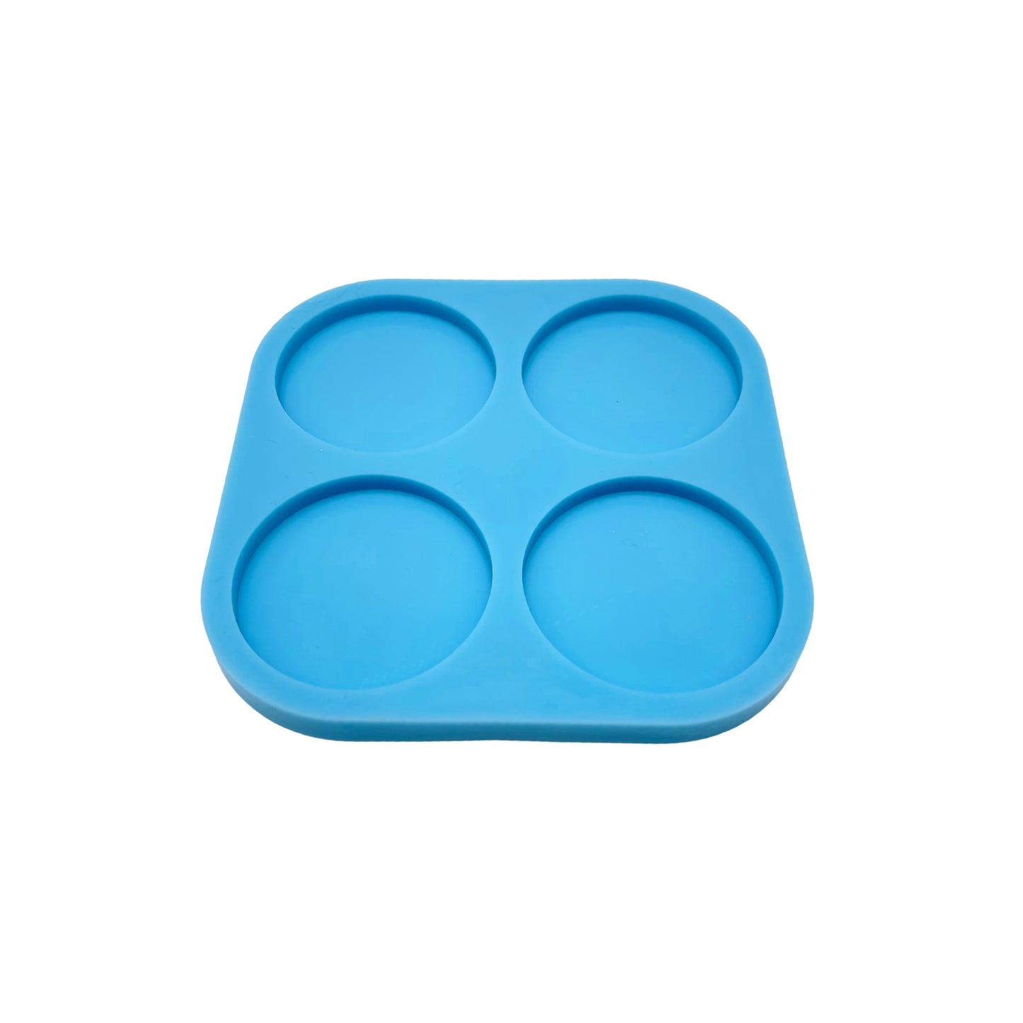 Blue silicone resin mold of 4 circles for Phone Grip pop.