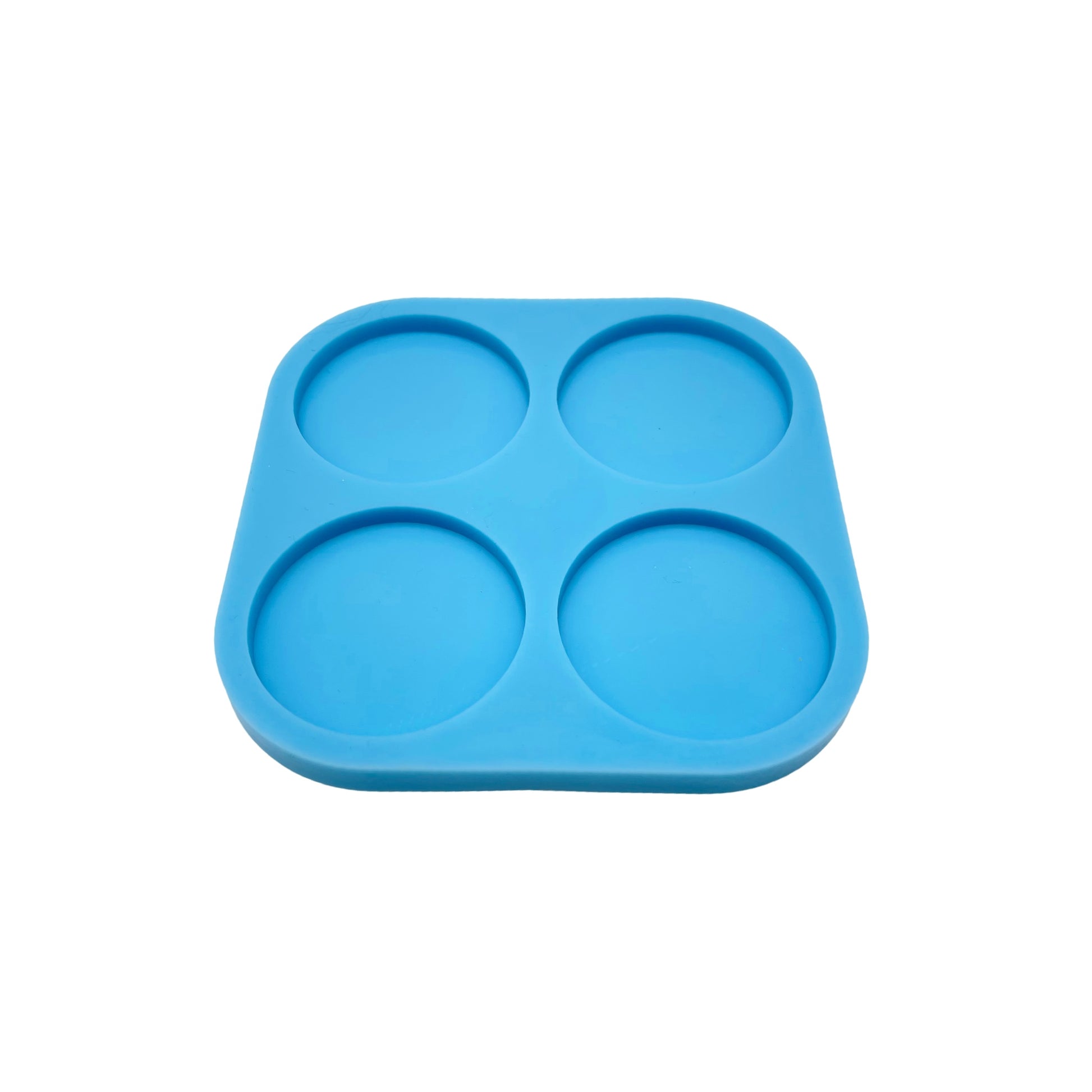 Blue silicone resin mold of 4 circles for Phone Grip pop.