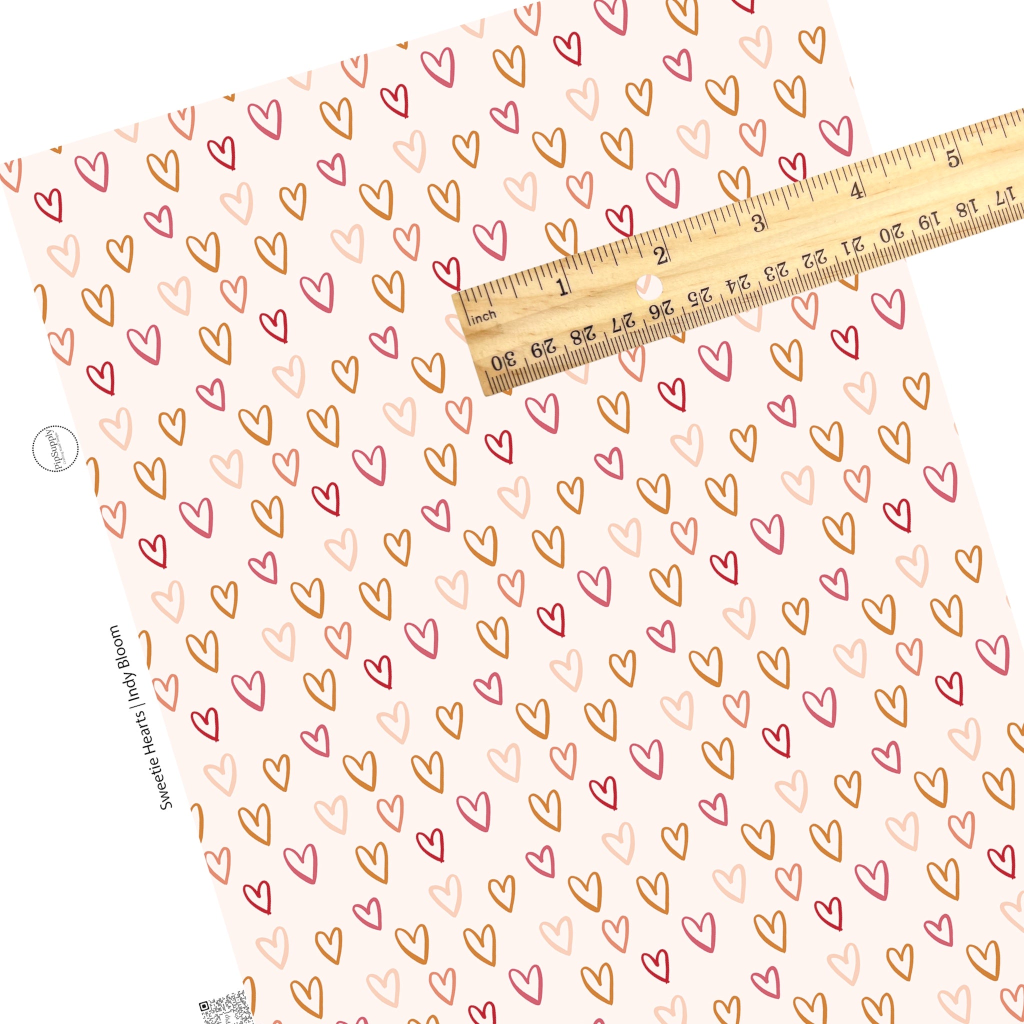 Pinks and Golds Sketched Hearts Faux Leather Sheet - Hearts Faux ...