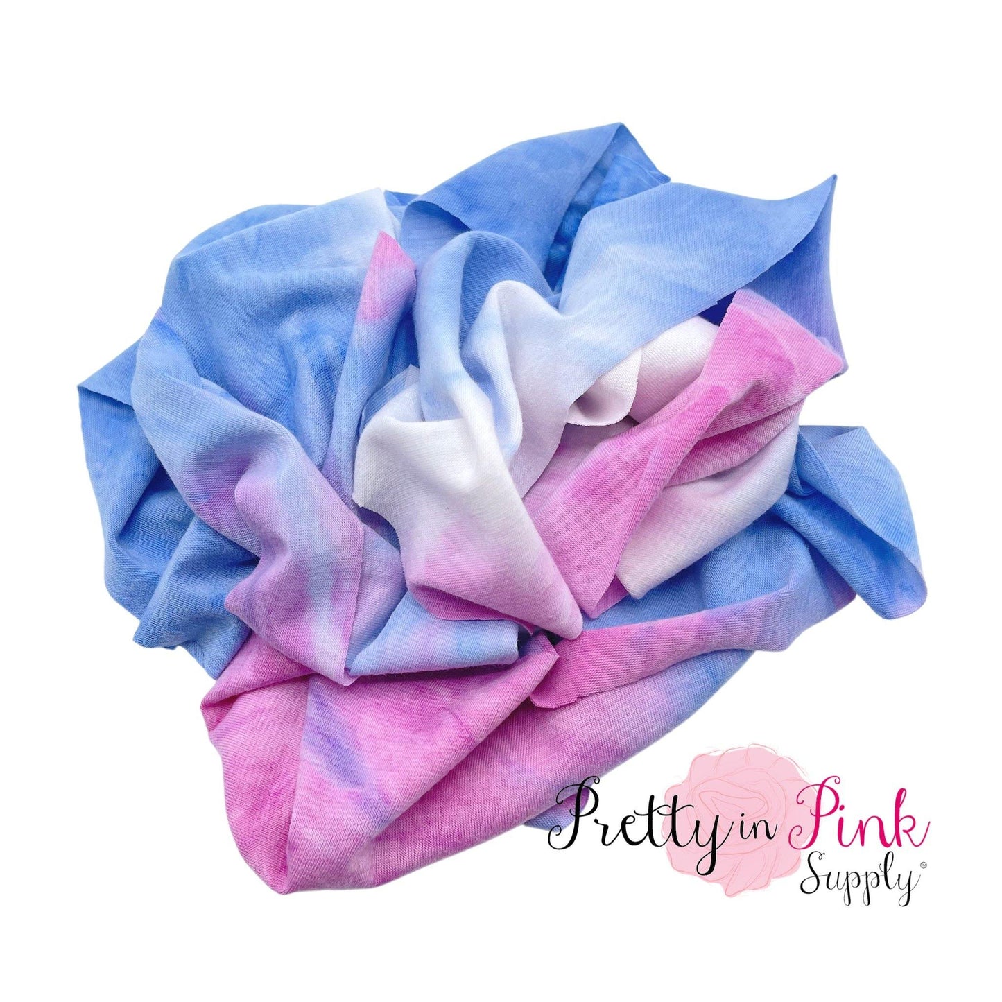 Blue Pink Tie Dye | Jersey Stretch Fabric - Pretty in Pink Supply