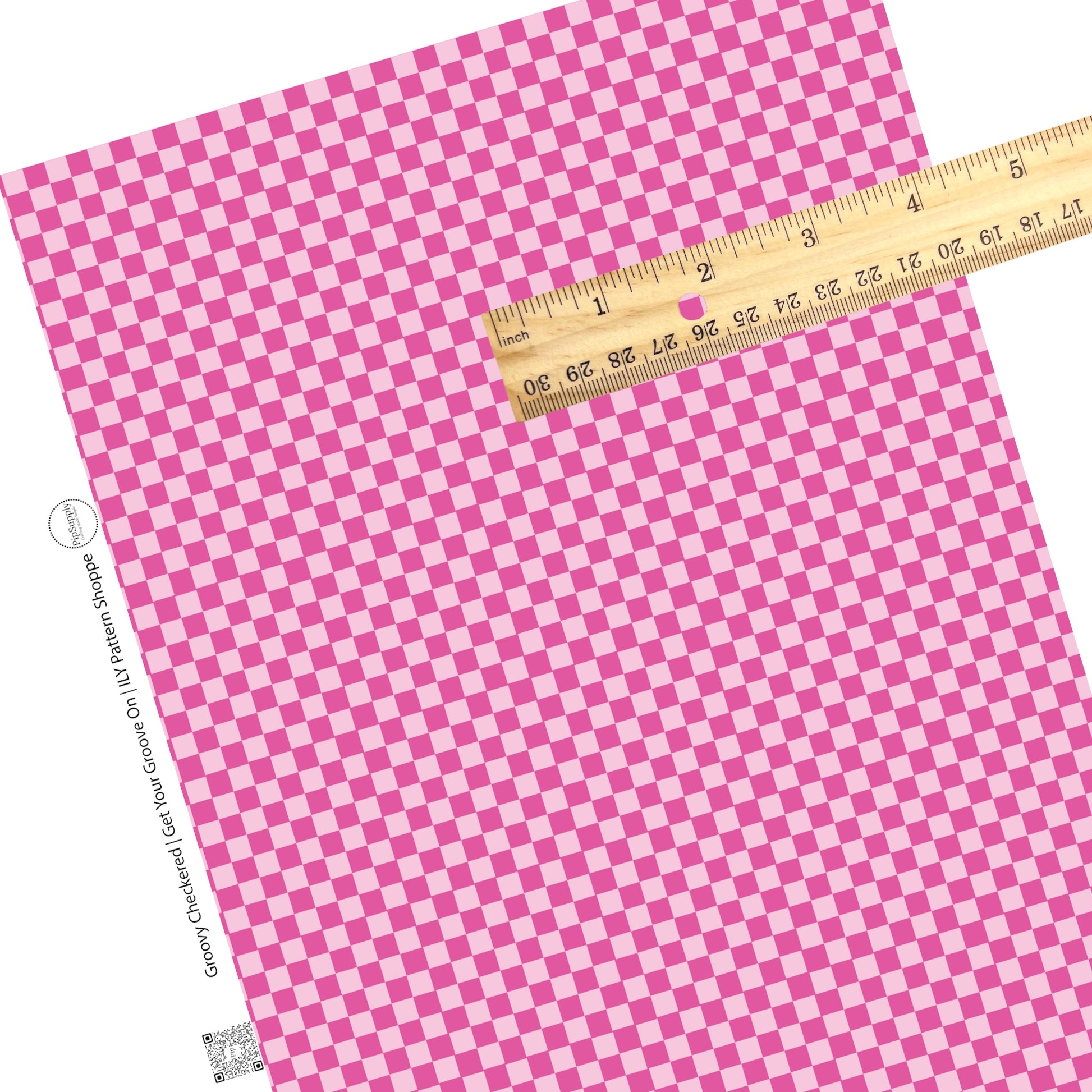 Light pink and hot pink checker faux leather sheets