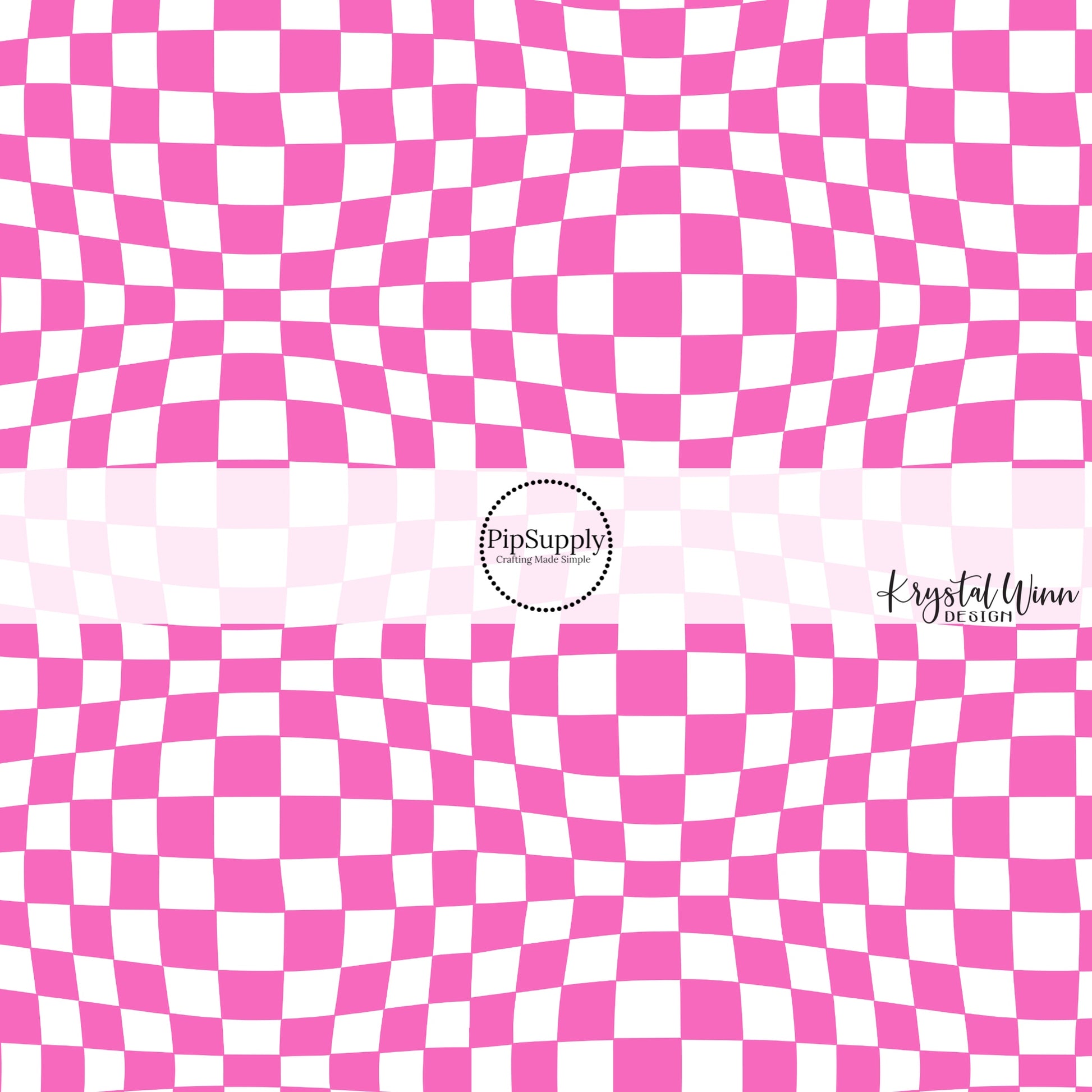 Wavy Checkered Pink Fabric