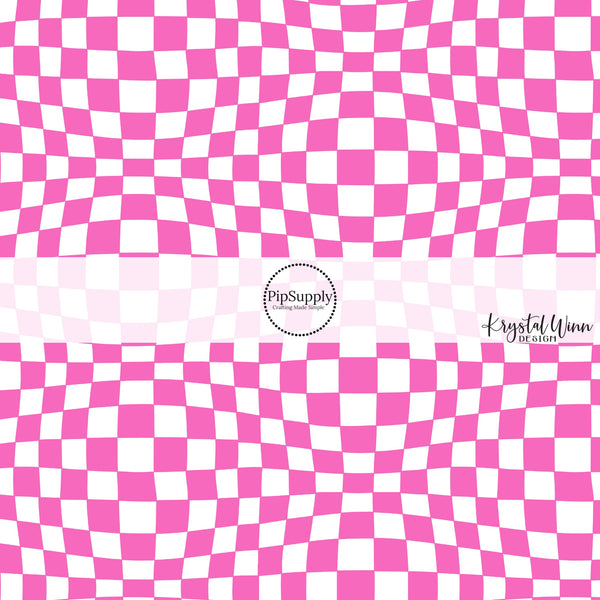 Wavy Checkered Pink Fabric