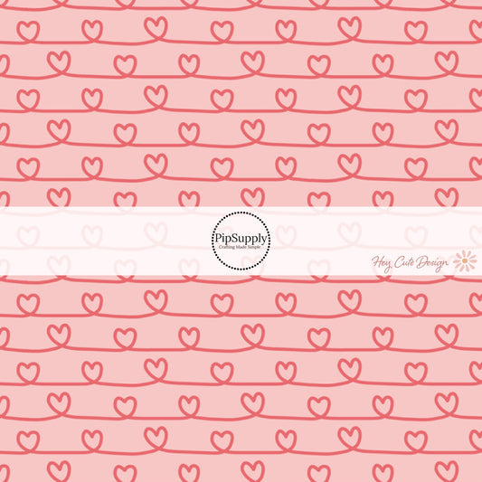 Pink fabric by the yard with pink swirly hearts - Pink fabric by the yard with pink swirly hearts - Valentines Day Fabric