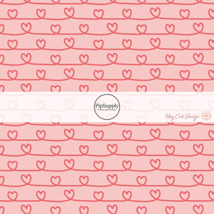 Pink fabric by the yard with pink swirly hearts - Pink fabric by the yard with pink swirly hearts - Valentines Day Fabric