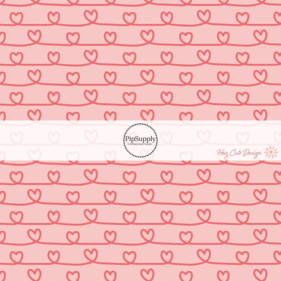 Pink fabric by the yard with pink swirly hearts - Pink fabric by the yard with pink swirly hearts - Valentines Day Fabric