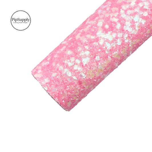 Iridescent pink and cream chunky glitter sheet