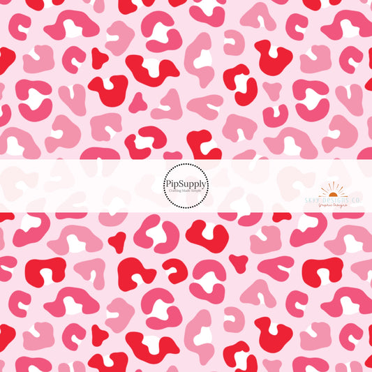Pink Red Leopard Fabric by the yard - Leopard Liverpool Fabric- Valentine Leopard Fabric