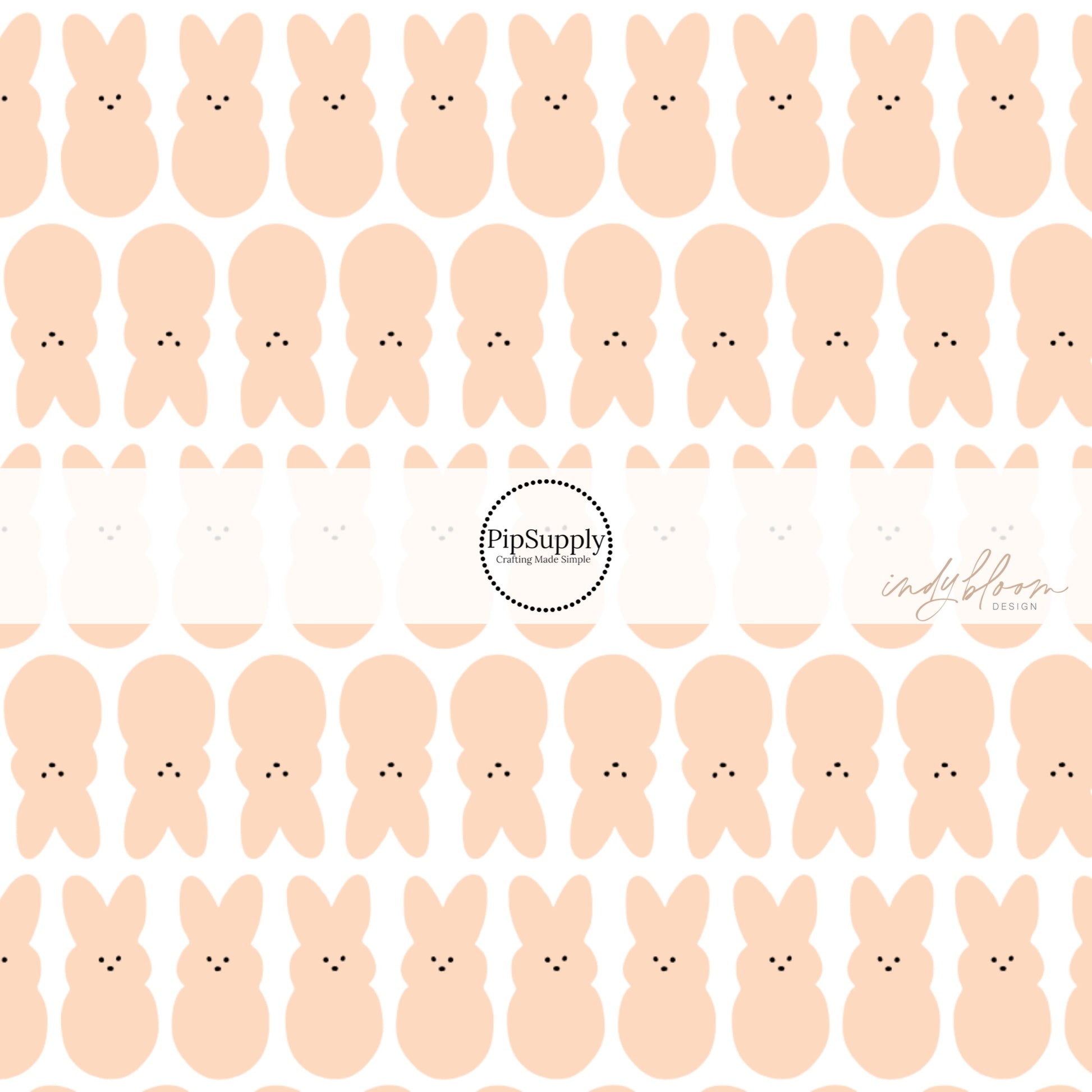 blush bunnies in rows on white fabric by the yard - Indy Bloom Easter Bunny Fabric 