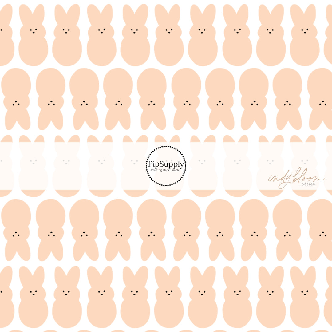 blush bunnies in rows on white fabric by the yard - Indy Bloom Easter Bunny Fabric 