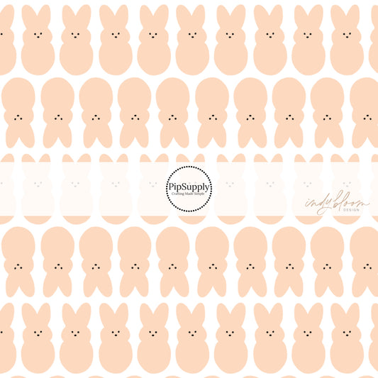 blush bunnies in rows on white fabric by the yard - Indy Bloom Easter Bunny Fabric 