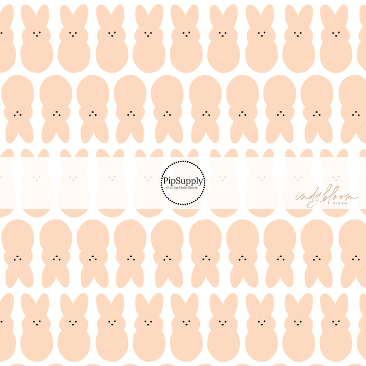 blush bunnies in rows on white fabric by the yard - Indy Bloom Easter Bunny Fabric 