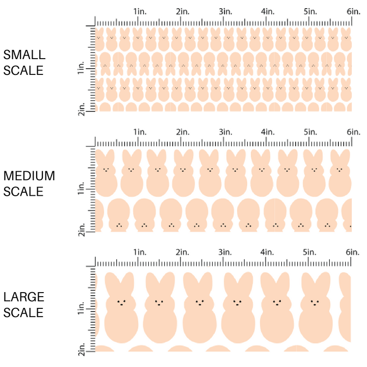 blush bunnies in rows on white fabric by the yard scaled image guide - Indy Bloom Easter Bunny Fabric 