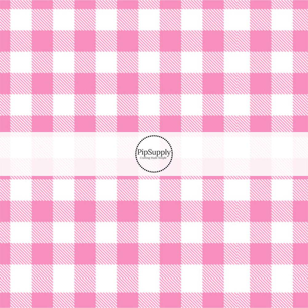 White tiles with pink stripe plaid bow strips