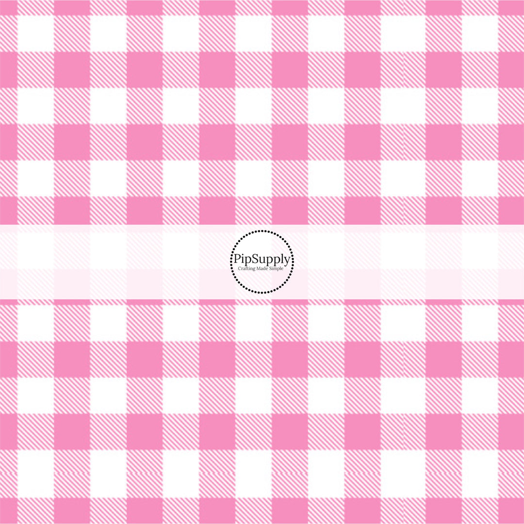 White tiles with pink stripe plaid bow strips