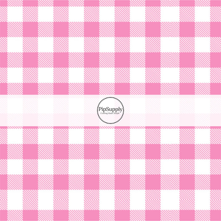 White tiles with pink stripe plaid bow strips