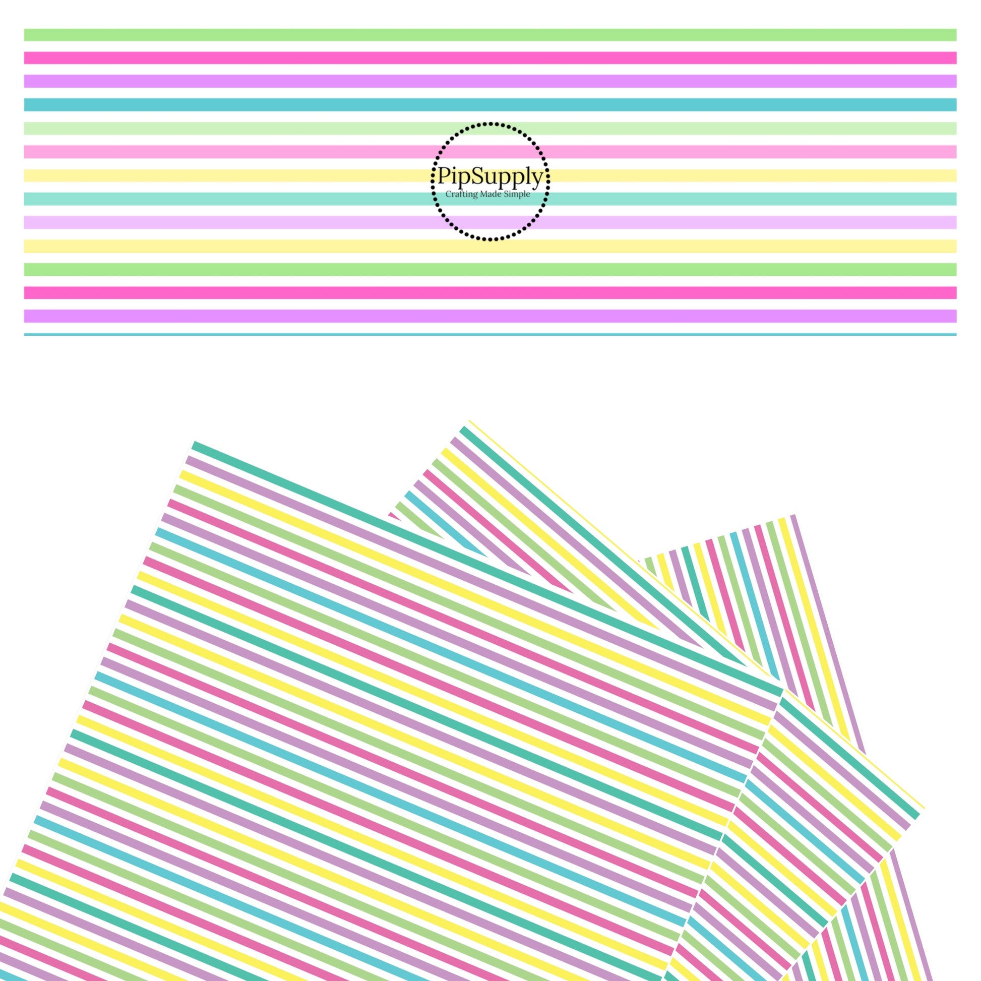 Bright yellow, green, purple, pink, and turquoise horizontal stripes faux leather sheets