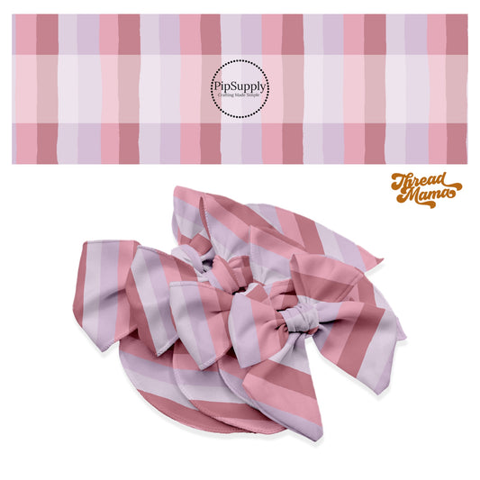 Mauve, pink, and lavender stripe bow strips