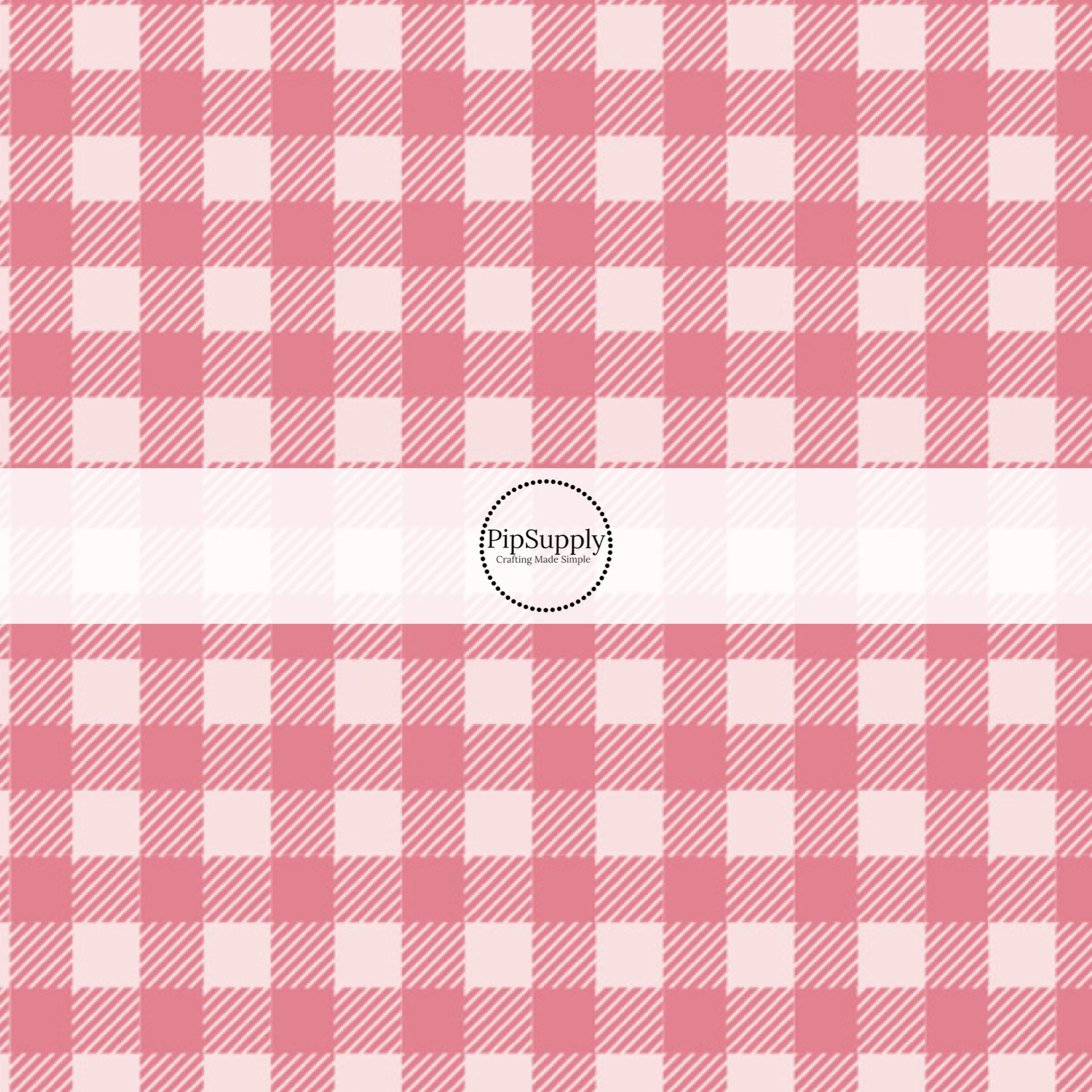 Light pink tiles with pink stripe plaid bow strips