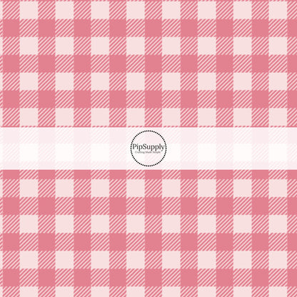 Light pink tiles with pink stripe plaid bow strips