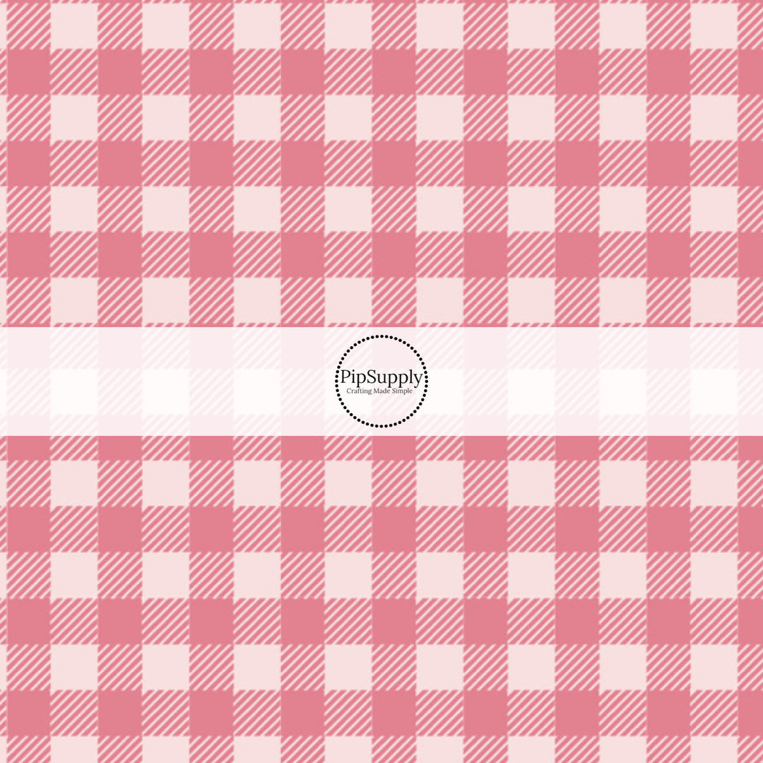 Light pink tiles with pink stripe plaid bow strips