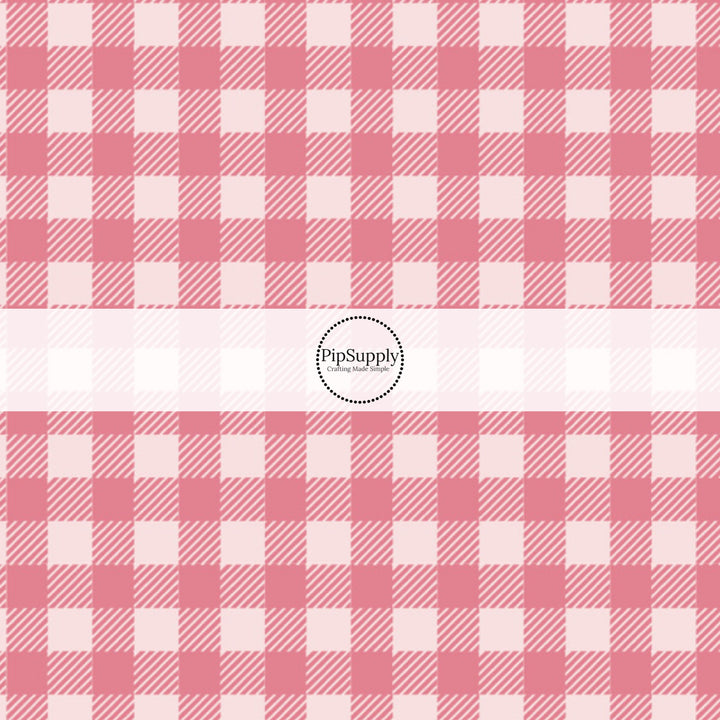 Light pink tiles with pink stripe plaid bow strips