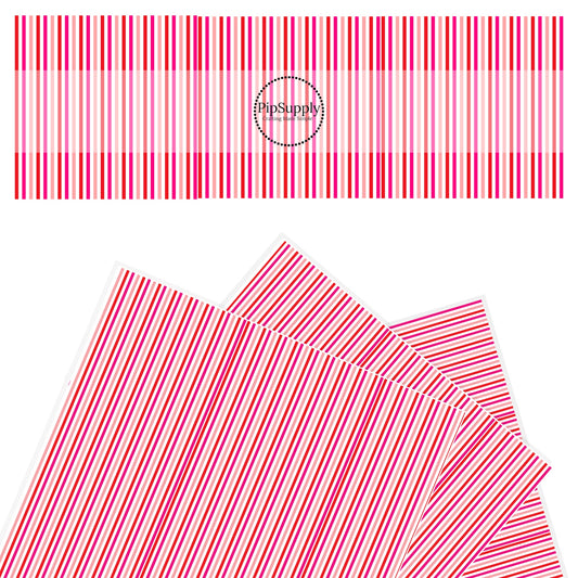 Pink and red valentine stripes faux leather sheets