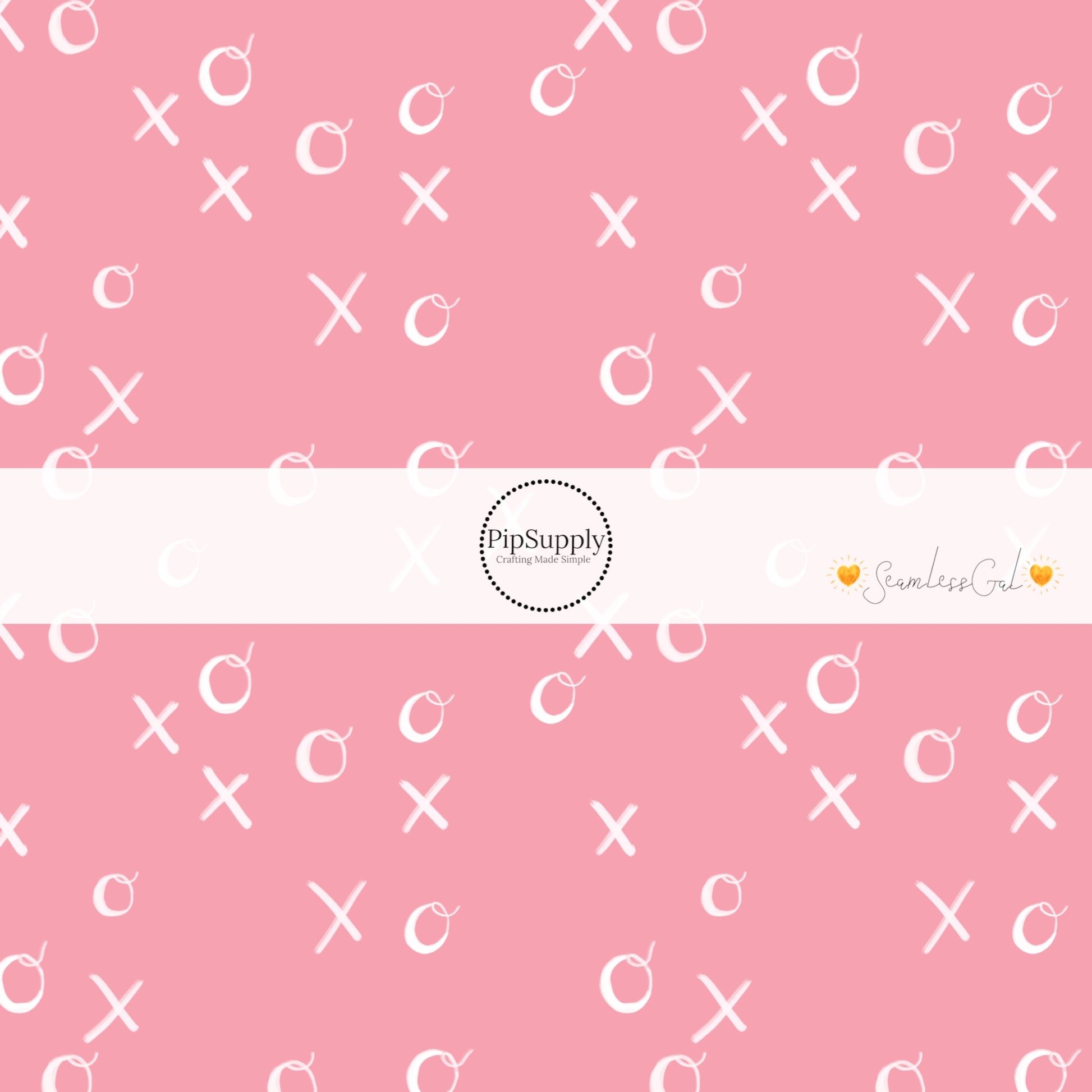 Warm Pink Fabric by the Yard with XO cursive