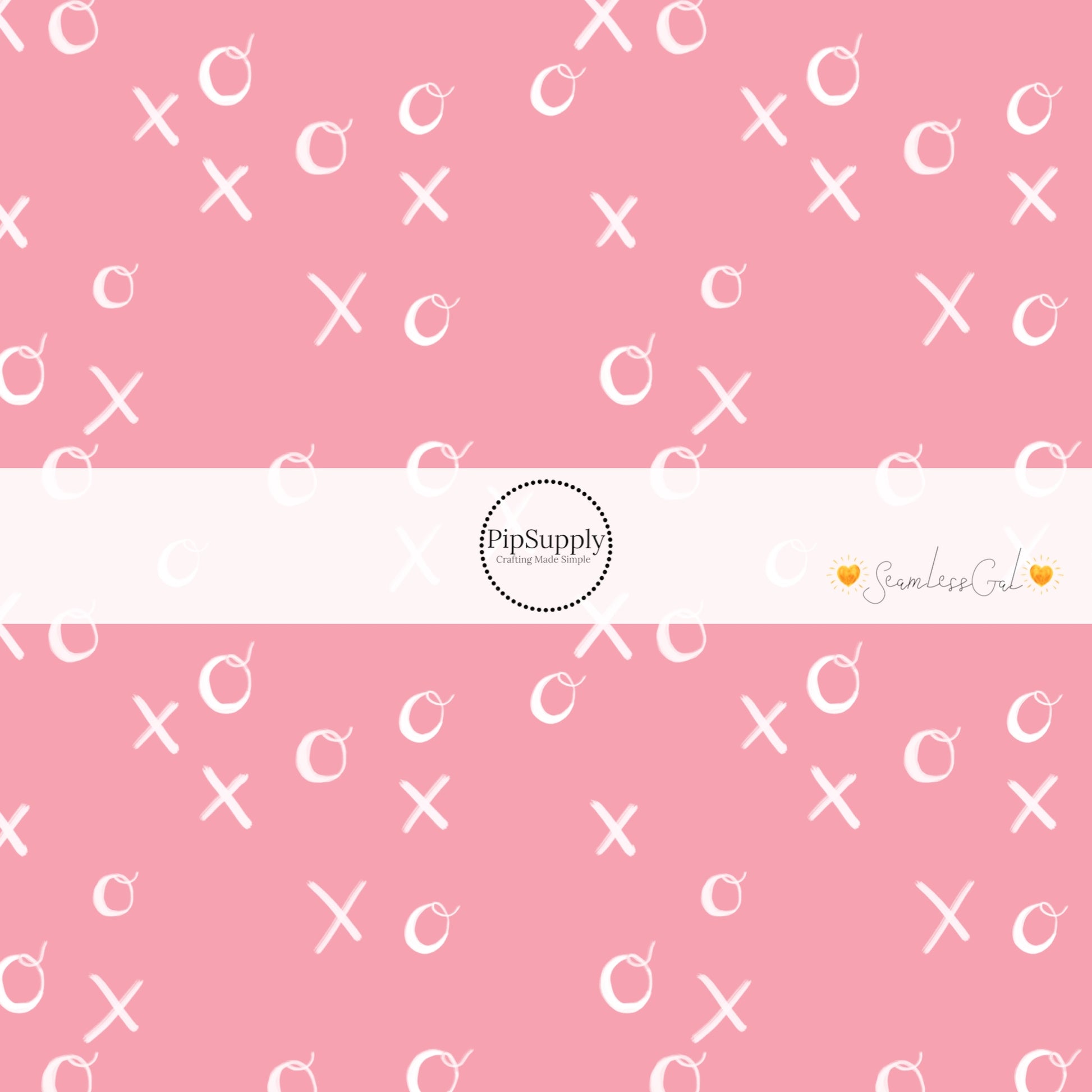 Pink XO Valentine Fabric by the Yard - Cursive XO Pink Fabric- Pink ...