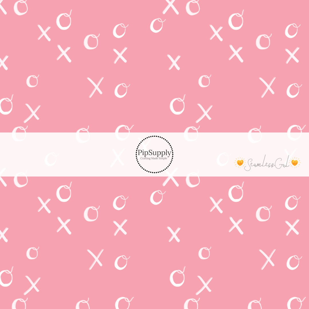 Warm Pink Fabric by the Yard with XO cursive