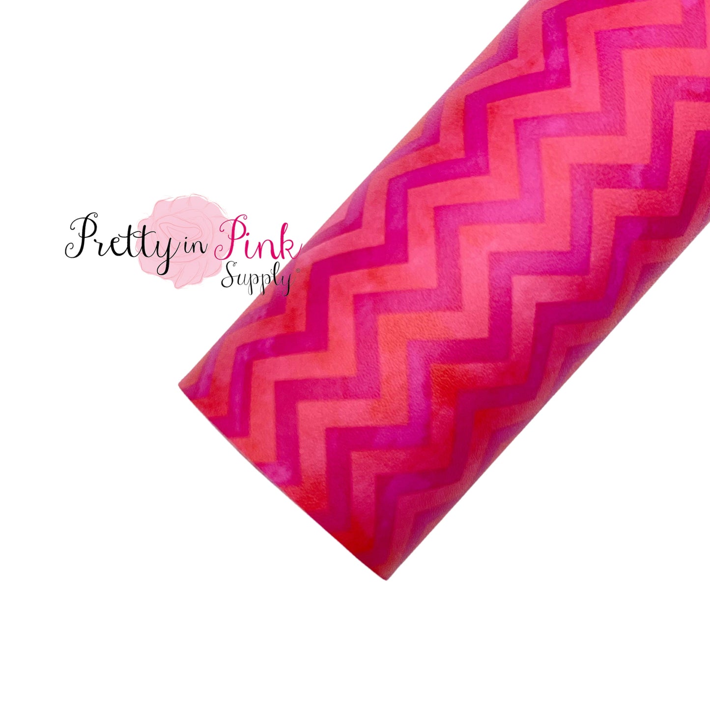 Pink Watercolor Chevron | Faux Leather Fabric Sheet
