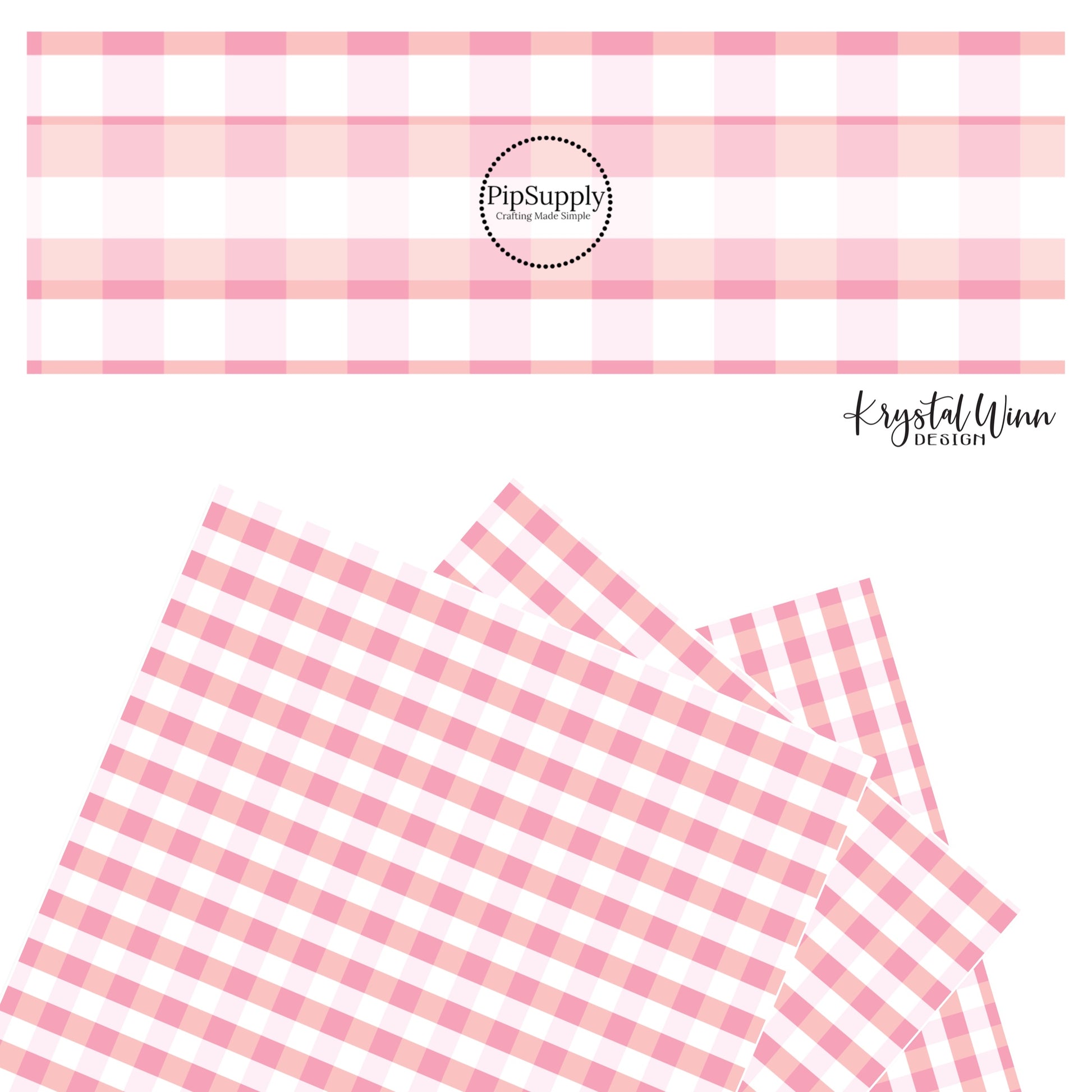 White and light pink plaid faux leather sheets