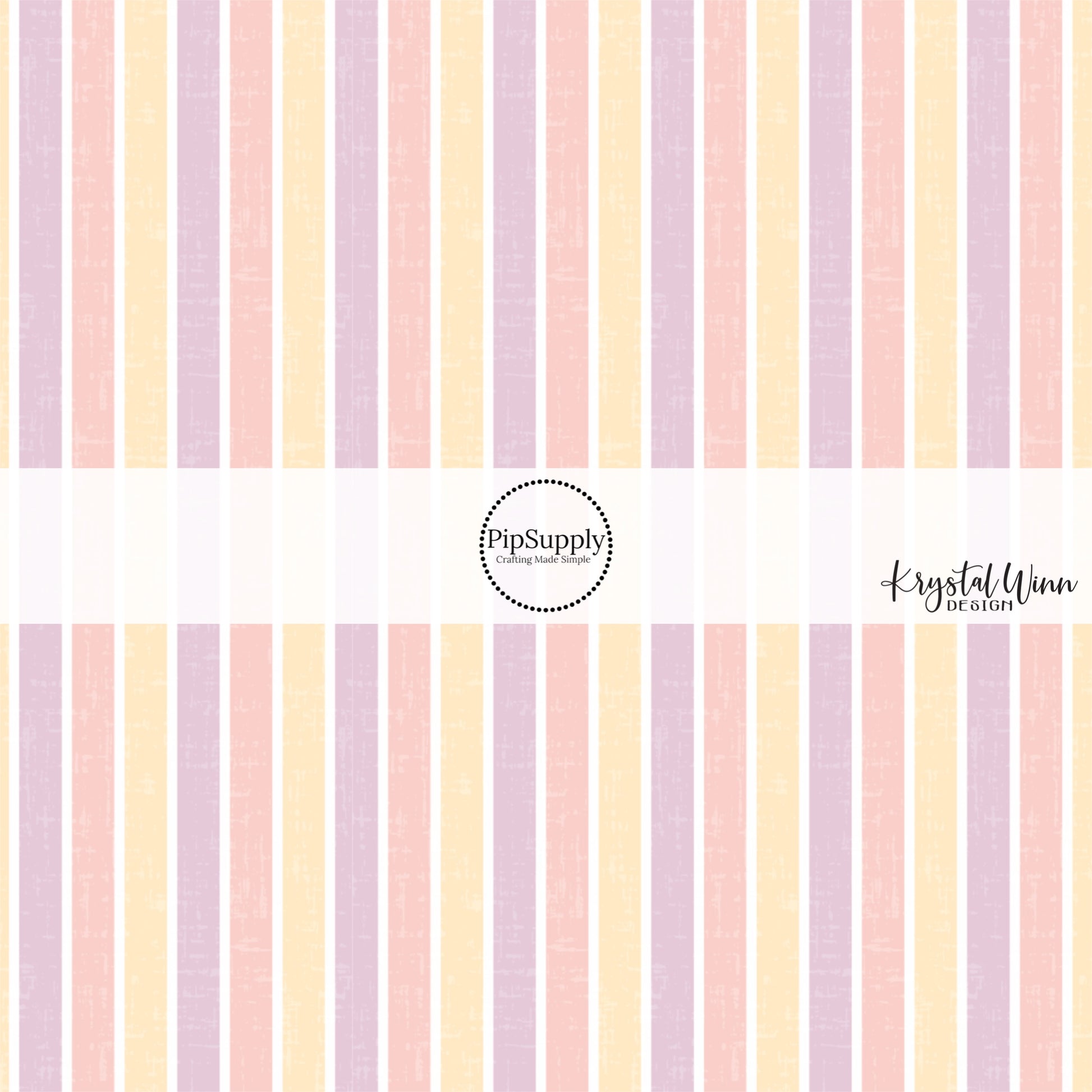 Distressed pastel lavender, pink, and light yellow alternating stripe bow strips