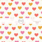 Pink and orange hearts on white fabric by the yard print