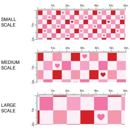 red and pink checkered print with red and pink hearts fabric by the yard scaled image guide