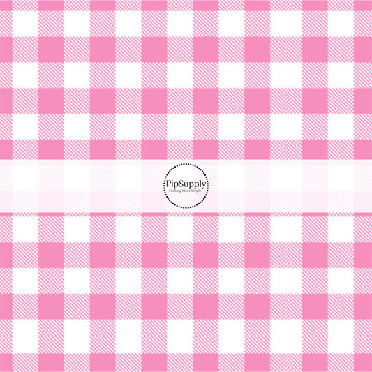 Pink and white tartan print fabric by the yard - Spring Easter Fabric 