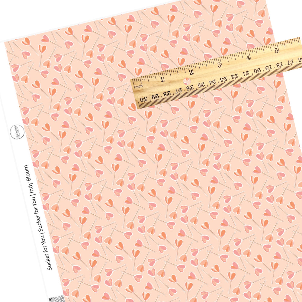 valentine Pink Faux leather sheet with scattered lollipops