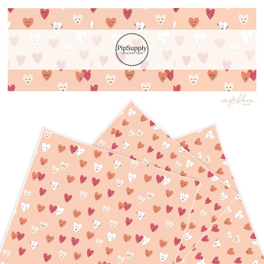 Pink faux leather sheet with animated red and white hearts