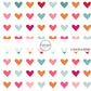 white fabric by the yard with blue, pink, and rust colored hearts - Valentines Day Fabric 