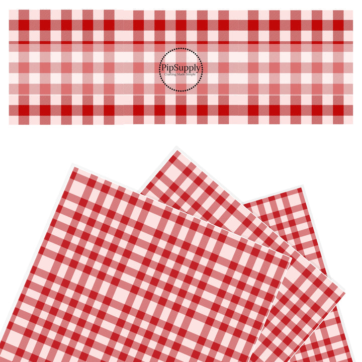 Red striped plaid faux leather sheets 