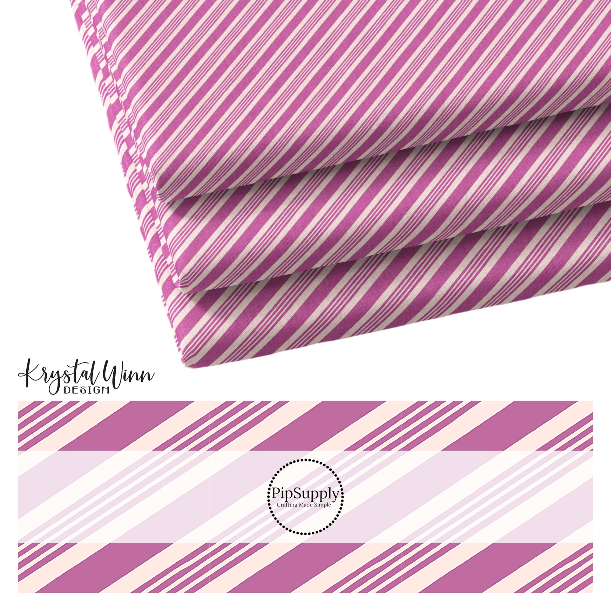 Purple and white stripes fabric stack