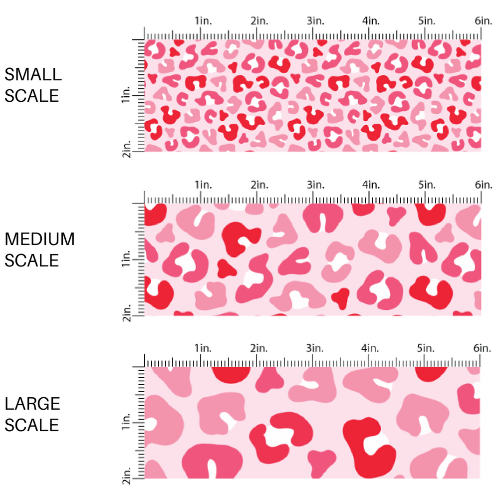 Valentines Day Leopard Print Fabric by the yard - Scaling Sizes