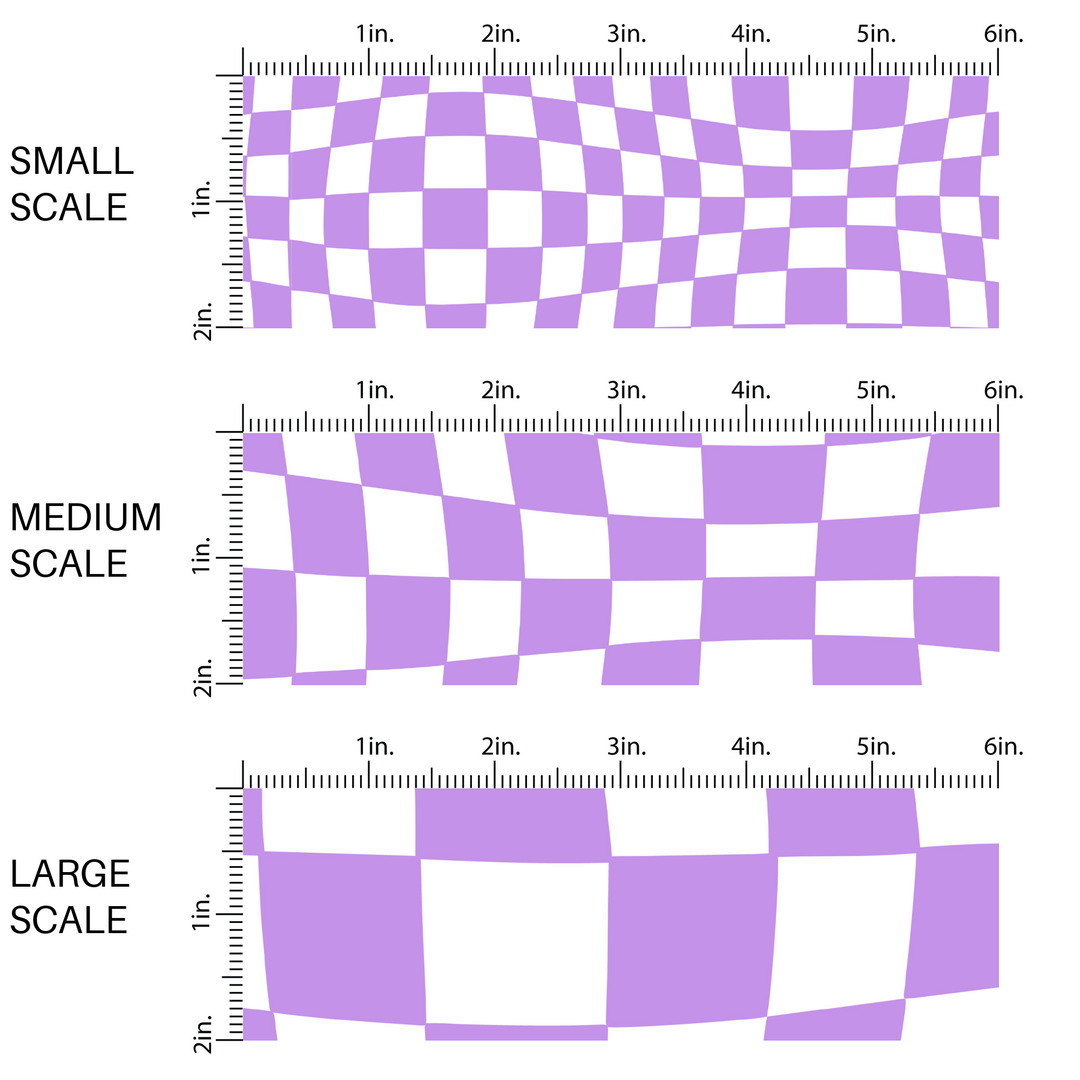 Psychedelic Checkered Purple and White Fabric by the Yard 