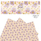 Lavender flower with yellow center and yellow flower with brown center on cream faux leather sheet