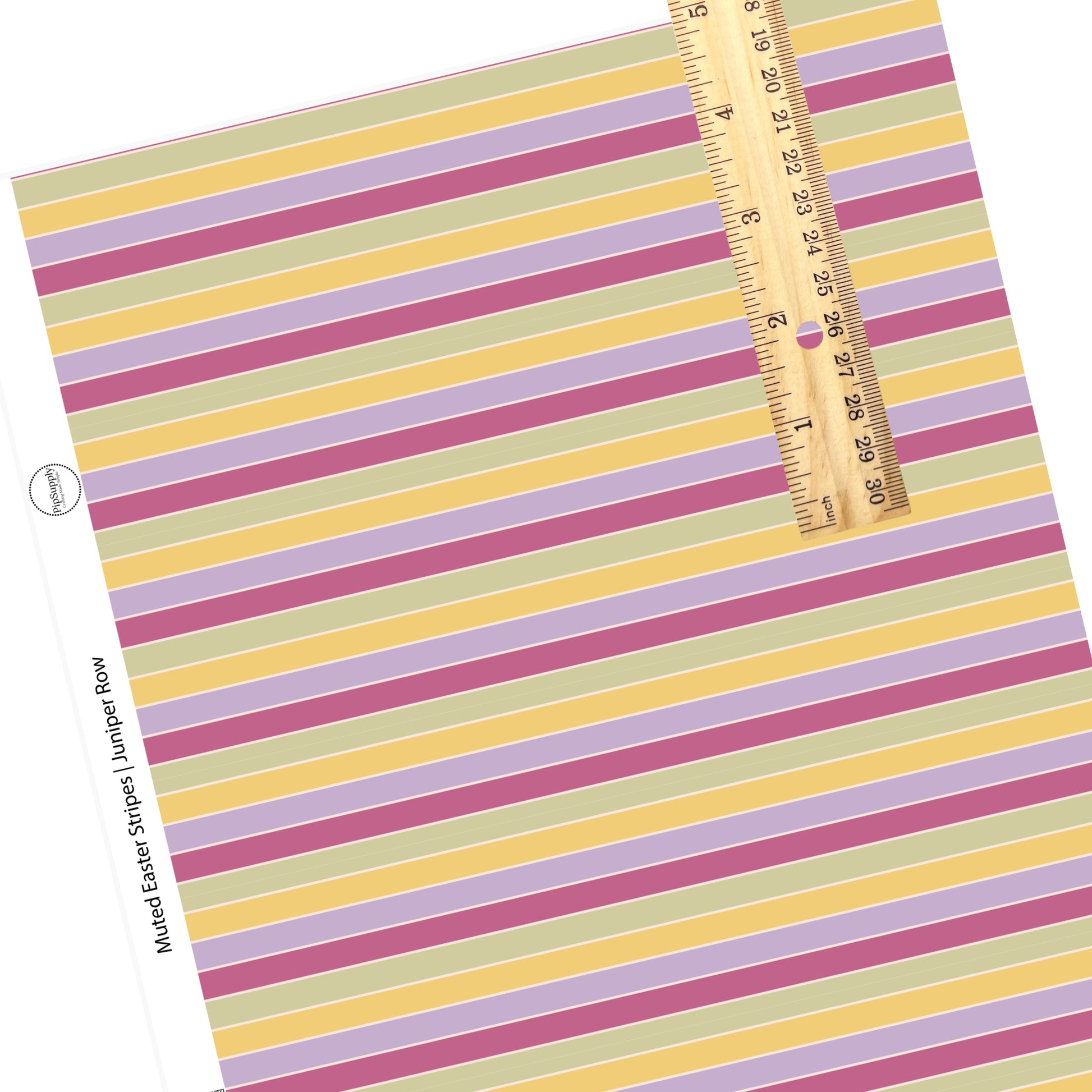 Sage, gold yellow, mauve, and lavender stripe faux leather sheet