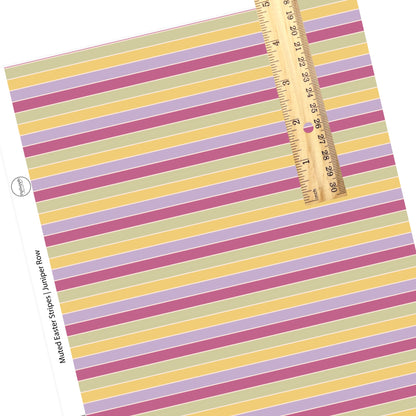 Sage, gold yellow, mauve, and lavender stripe faux leather sheet