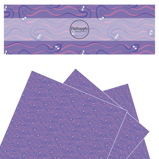 Slithering Creatures purple and pink faux leather sheet.